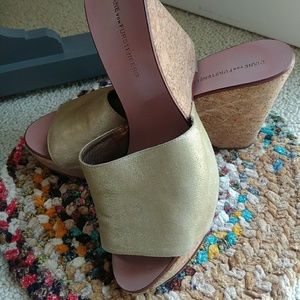 DVF Gold Pink Wedge Slip on Sandals
